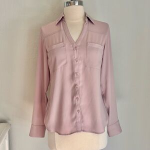 Express Double Flap Pocket Rolled Sleeve Utility Portofino Shirt Dusty Pink, XS